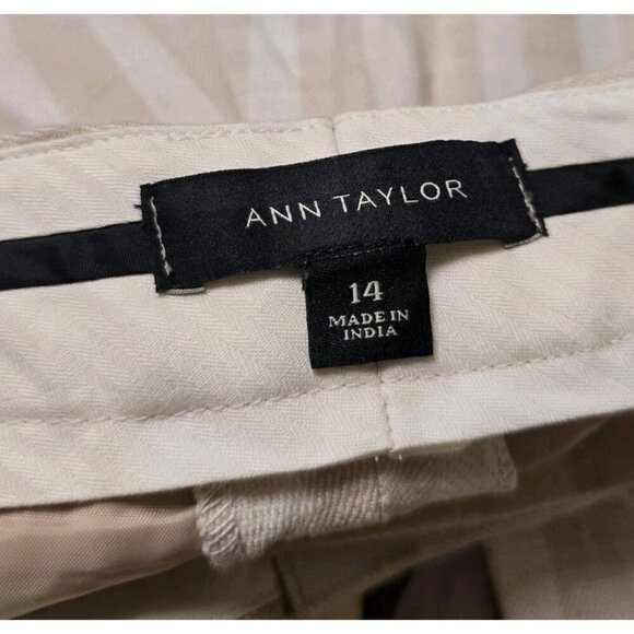 Ann Taylor Devin Ankle Tailored Pants Size 14 Linen Blend Beige Stripes - Picture 5 of 8